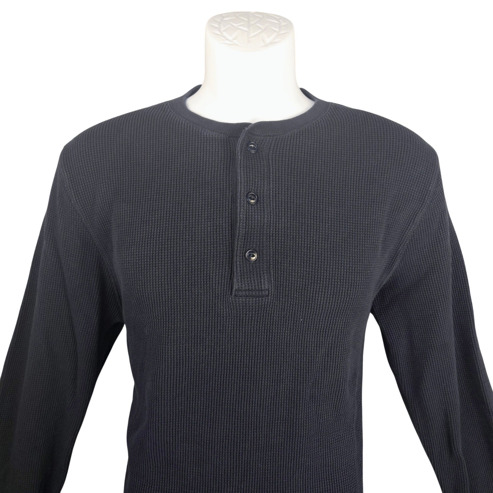 Flint and Tinder Mens Waffle Knit Henley Shirt Navy Blue L F-140024