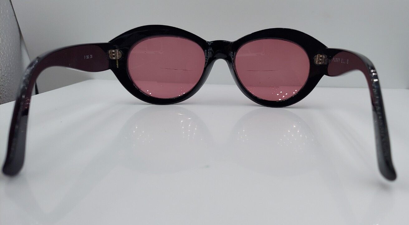 Vintage Perry Ellis P380 Black Oval Sunglasses Italy FRAMES ONLY
