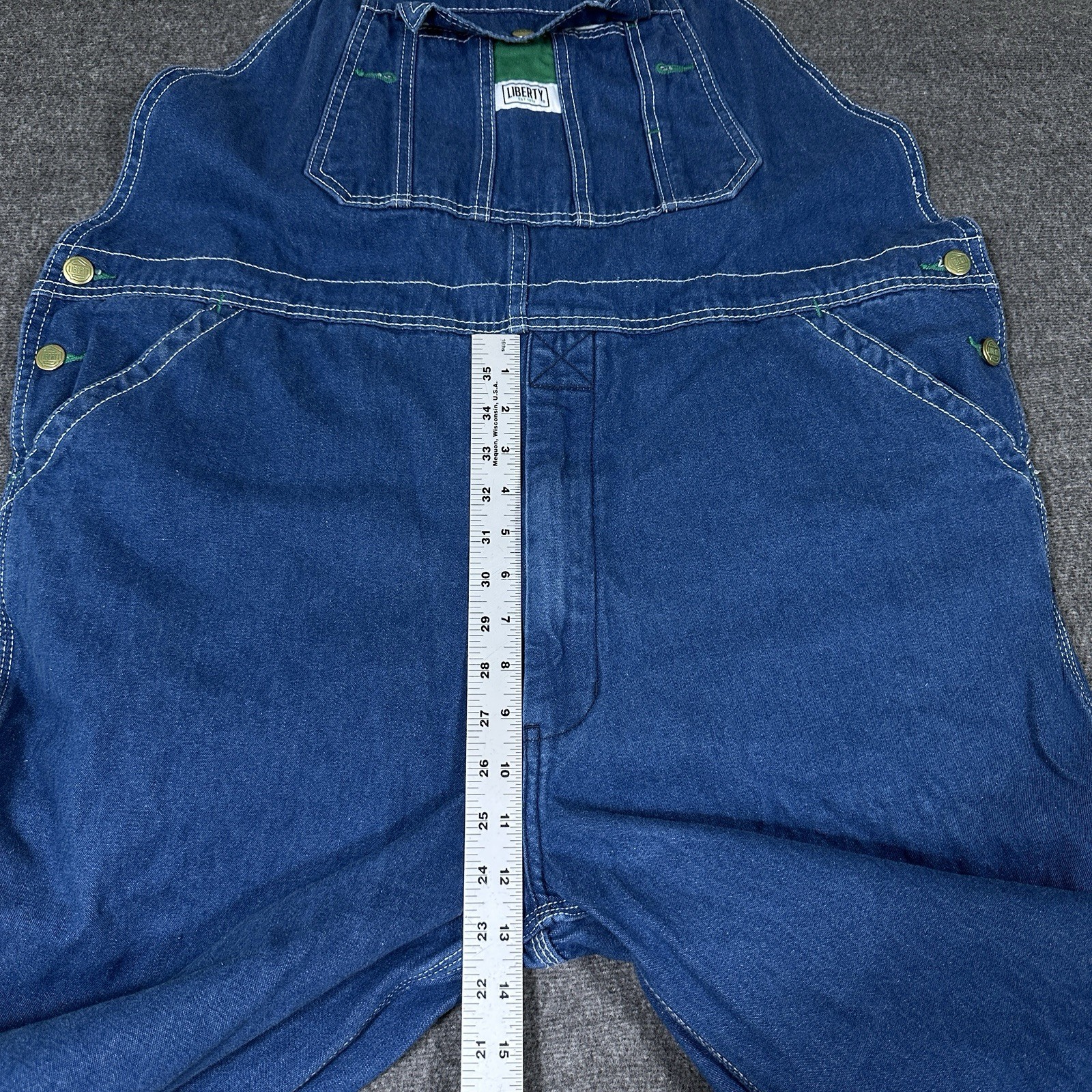 Liberty Overalls Mens 40×32 Hammer Loop Tool Pocket Carpenter Bib Green Trim Y2K