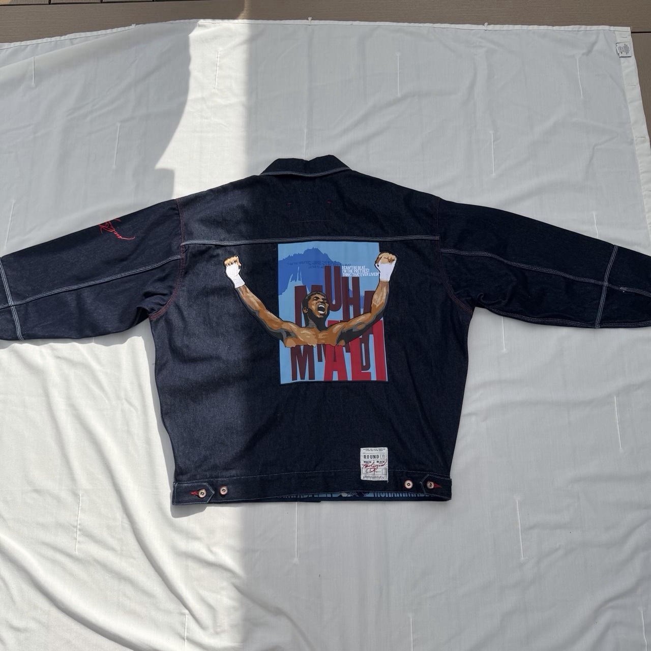 Limited Edition Muhammad Ali Platinum FUBU Denim Jacket Button Up Logo Graphic