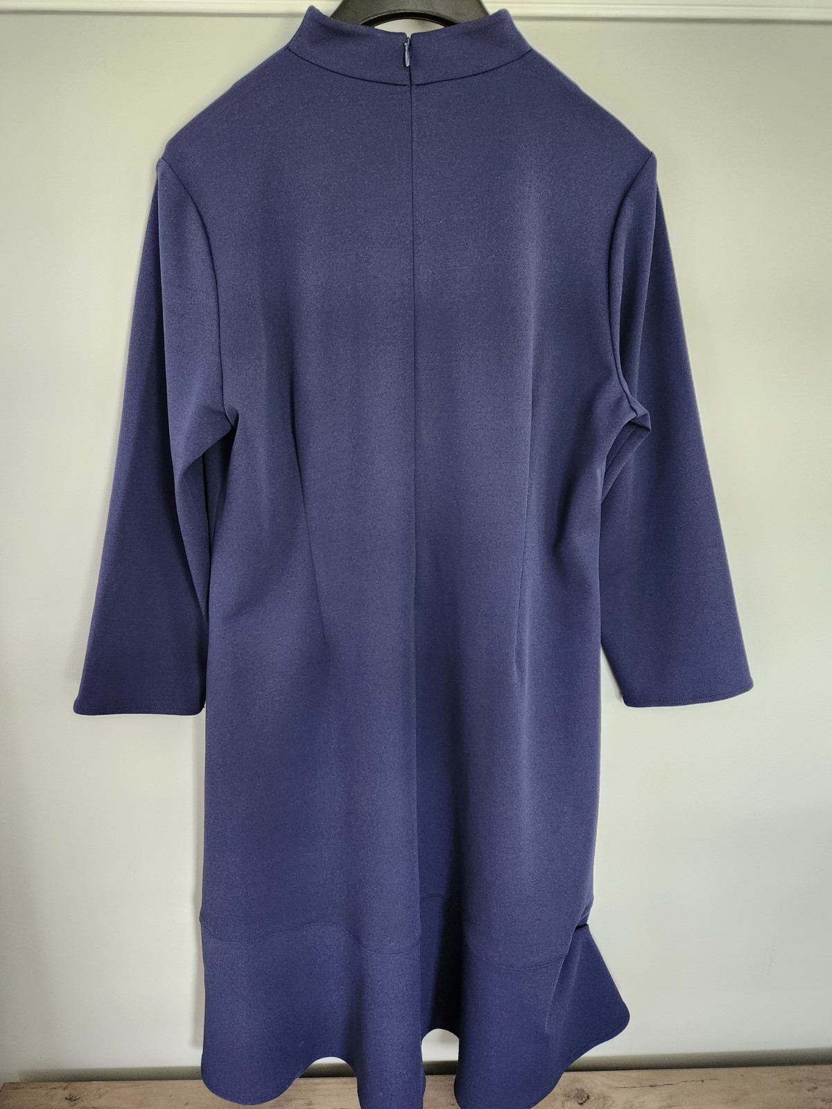 NWT Ming Wang Deco Crepe Work Cocktail Fit-And-Flare Dress Navy Dark Blue MEDIUM