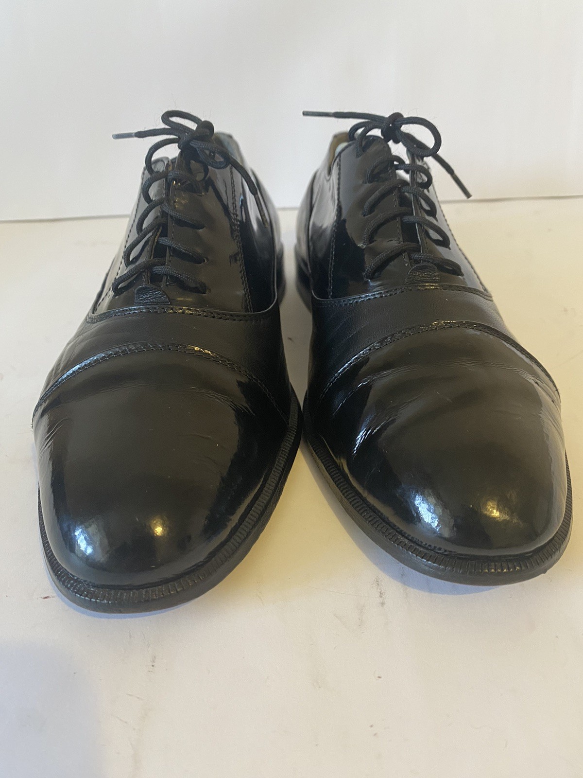 Mario Doria Black Patent Leather Cap Toe Oxford Tuxedo Dress Shoes Size 9.5 US