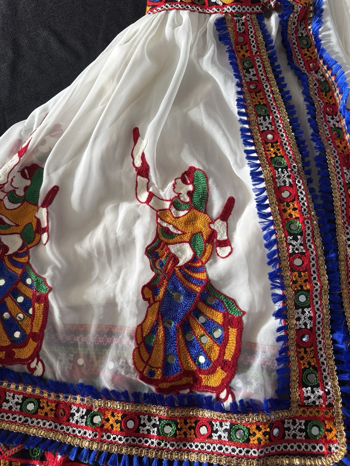 Embroidered Skirt White With Multi Colored Embroidery Mirror Navratil Celebrates