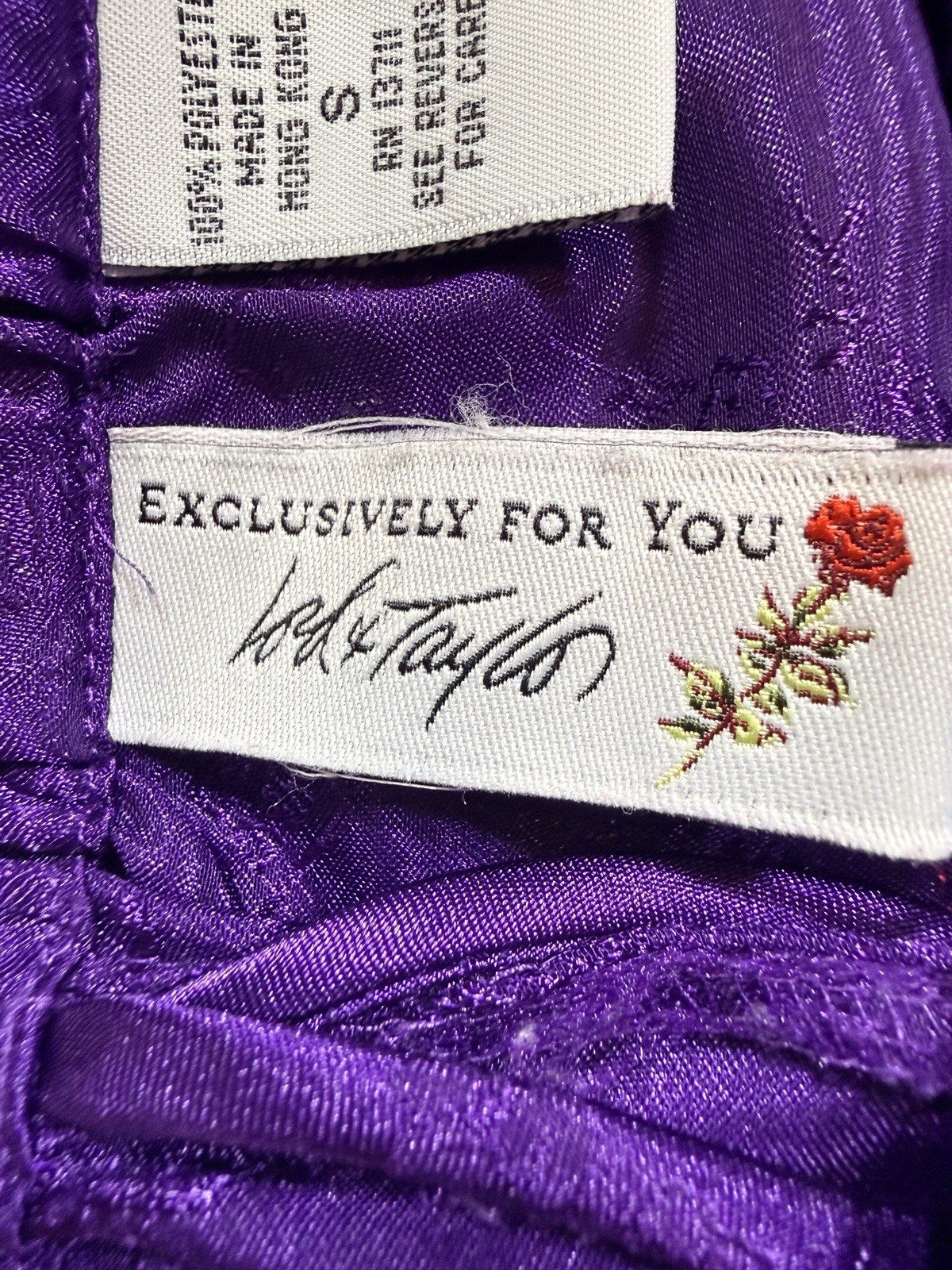 VTG Lord & Taylor Bottoms Pants Sz S Purple Asian Fashion Qipao Modern Satin