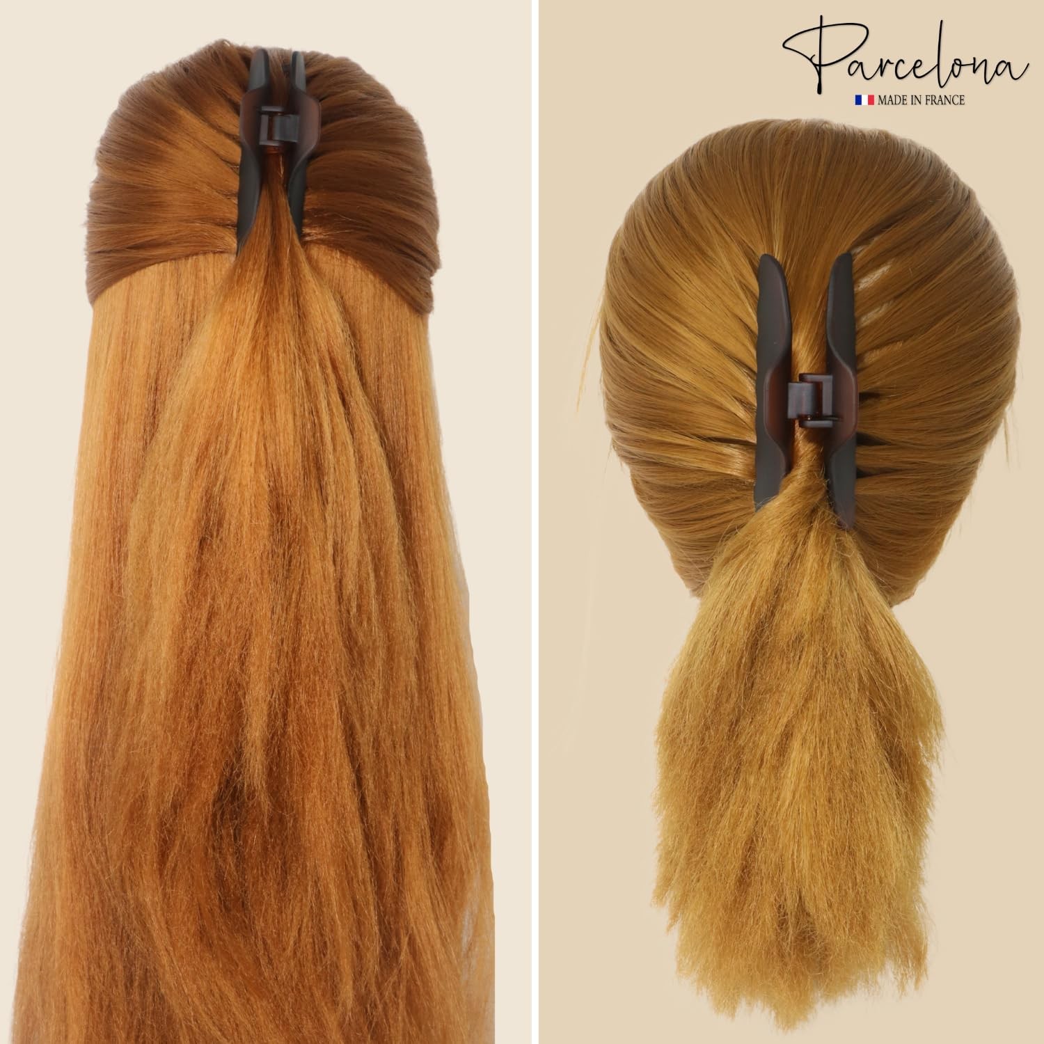 Parcelona French Boss Thin 3 1/2″ Medium Celluloid Jaw Hair Claw for Women
