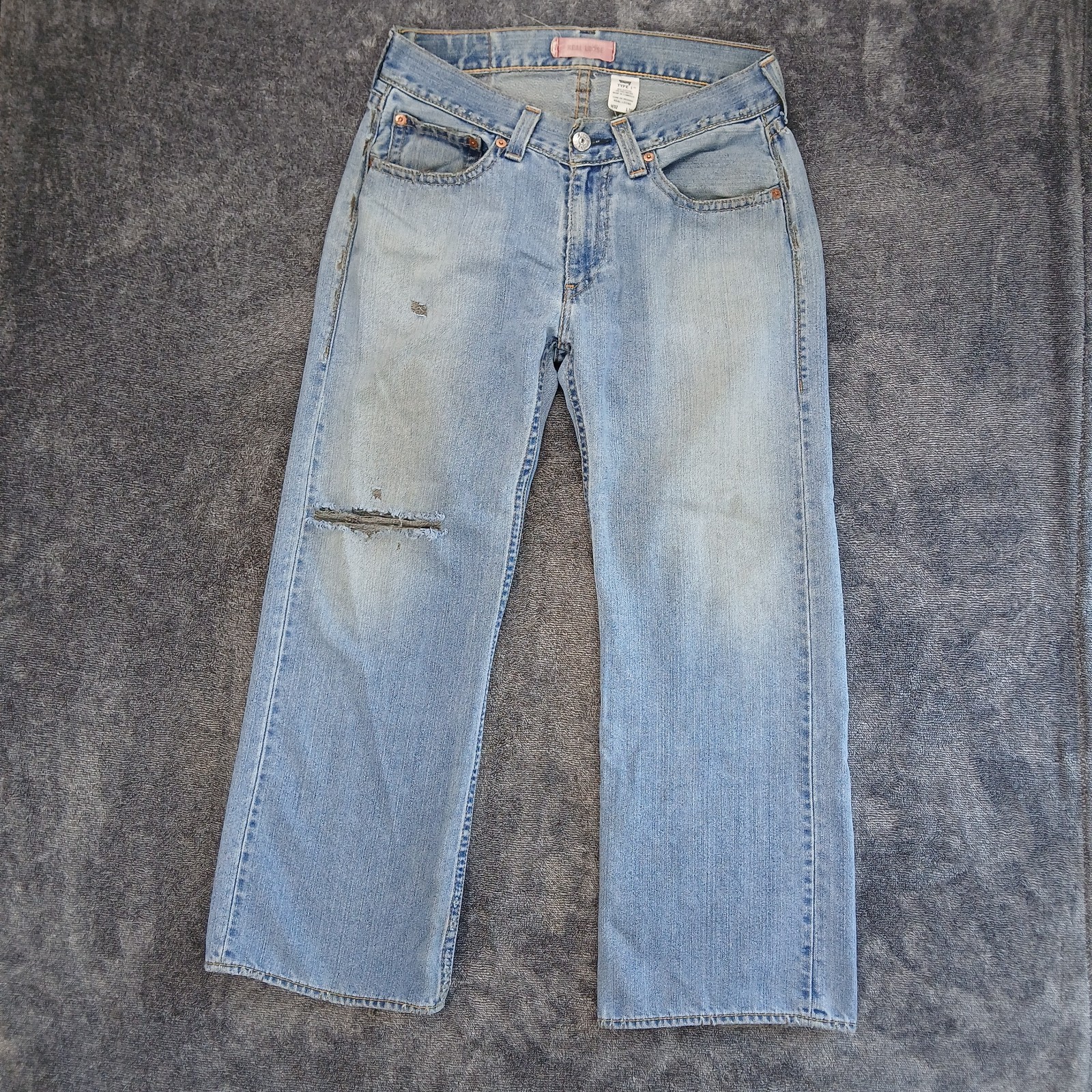 Vtg Levis Type 1 Real Loose Jeans Mens 34×29 Blue Thrashed Baggy Wide Leg Y2K