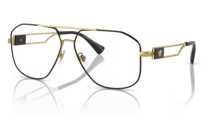 Versace 0VE1287 1443 – Black/gold Rectangular Men’s 59 mm Eyeglasses