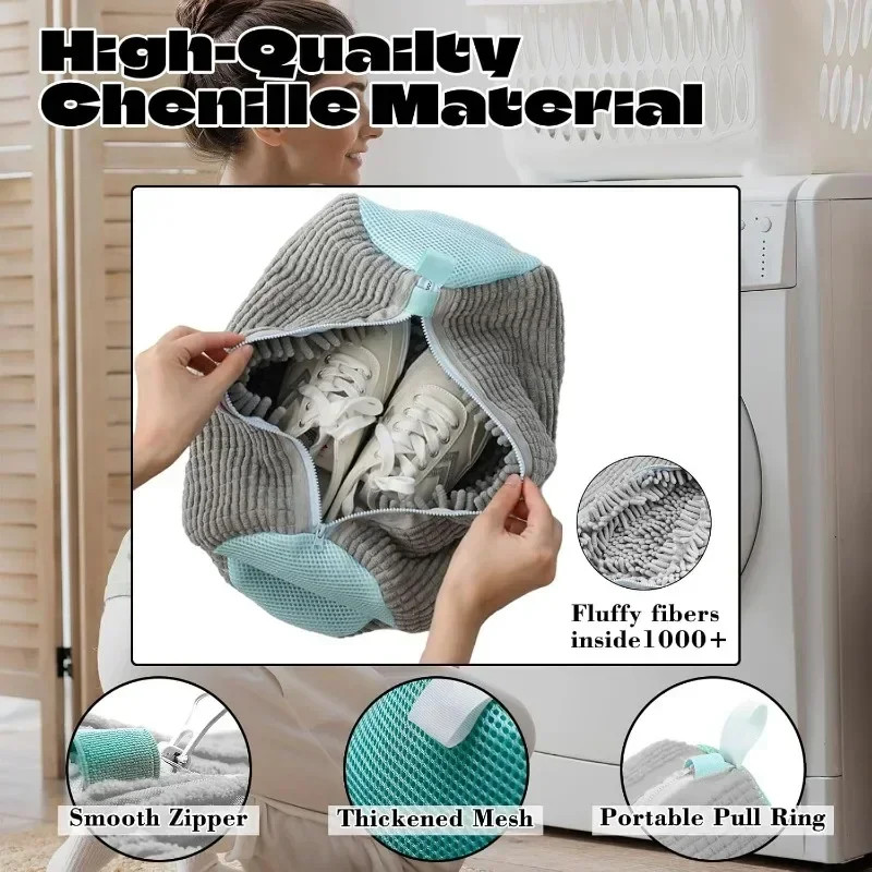 Machine Washable Shoe Washing & Drying Bag with Soft Fiber – Durable Polyester L