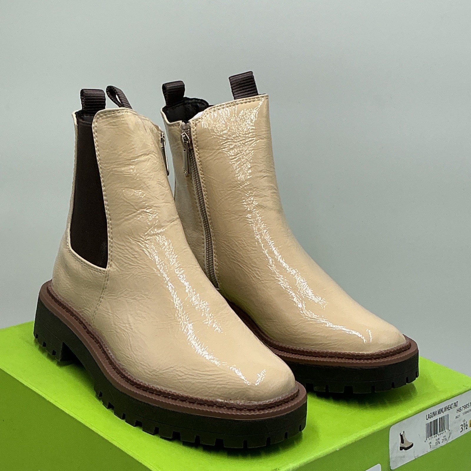 Sam Edelman Laguna H8798S1250 Girls 3.5 Wheat Patent Mini Chelsea Boots Eby4585