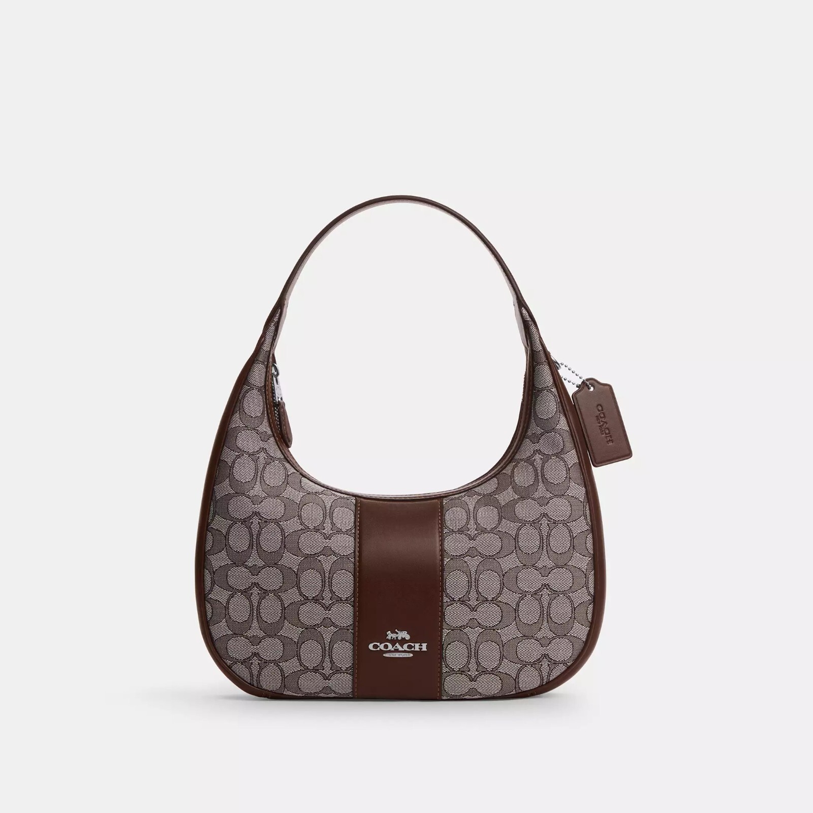 NWT Coach CV001 Carmen Shoulder Bag In Signature Jacquard Smooth Leather $350