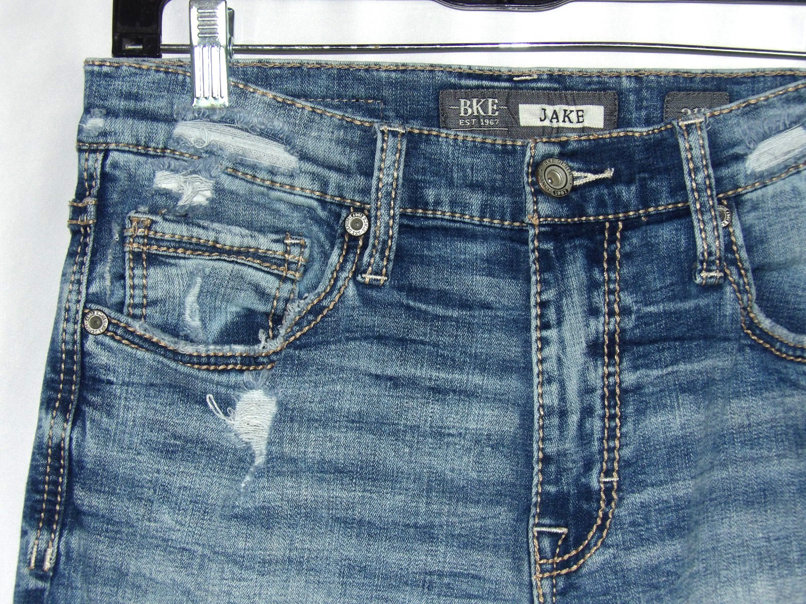 Buckle BKE JAKE Distressed Stretch Straight Leg Denim Jeans Men’s 31 X 32