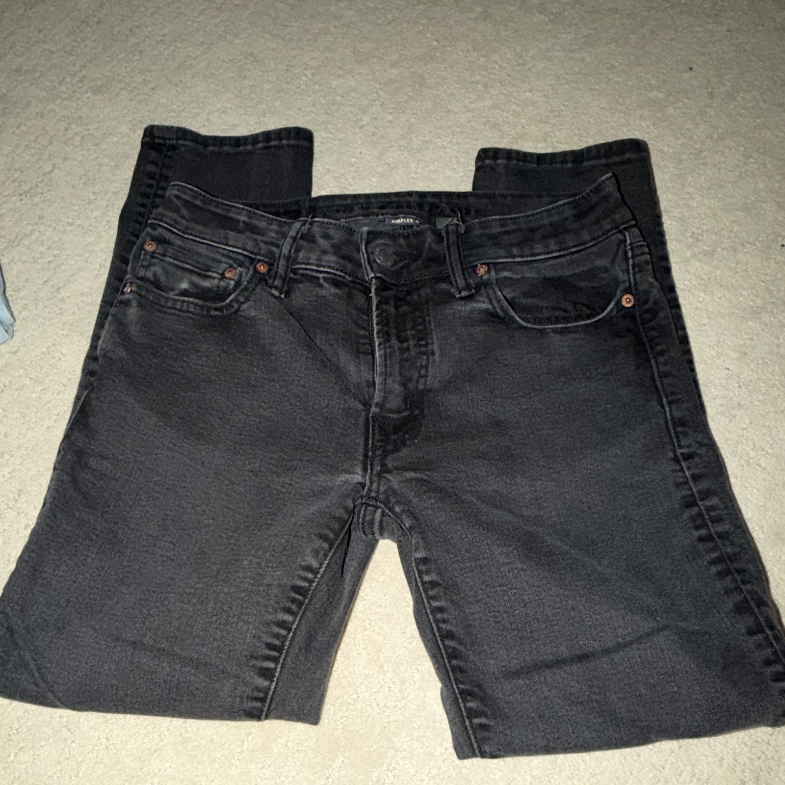 American Eagle Men’s AirFlex+ Black Skinny Denim Stretch Jeans 5-Pocket Logo