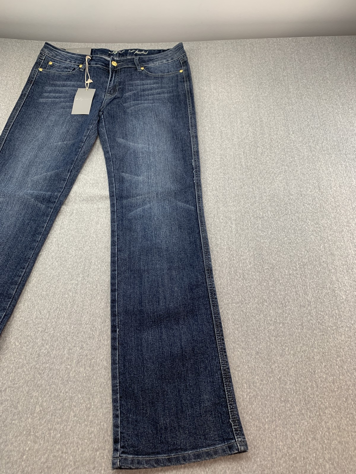 7 For All Mankind Jeans Womens 30 Flare Leg Blue A Pocket Studded Stretch USA