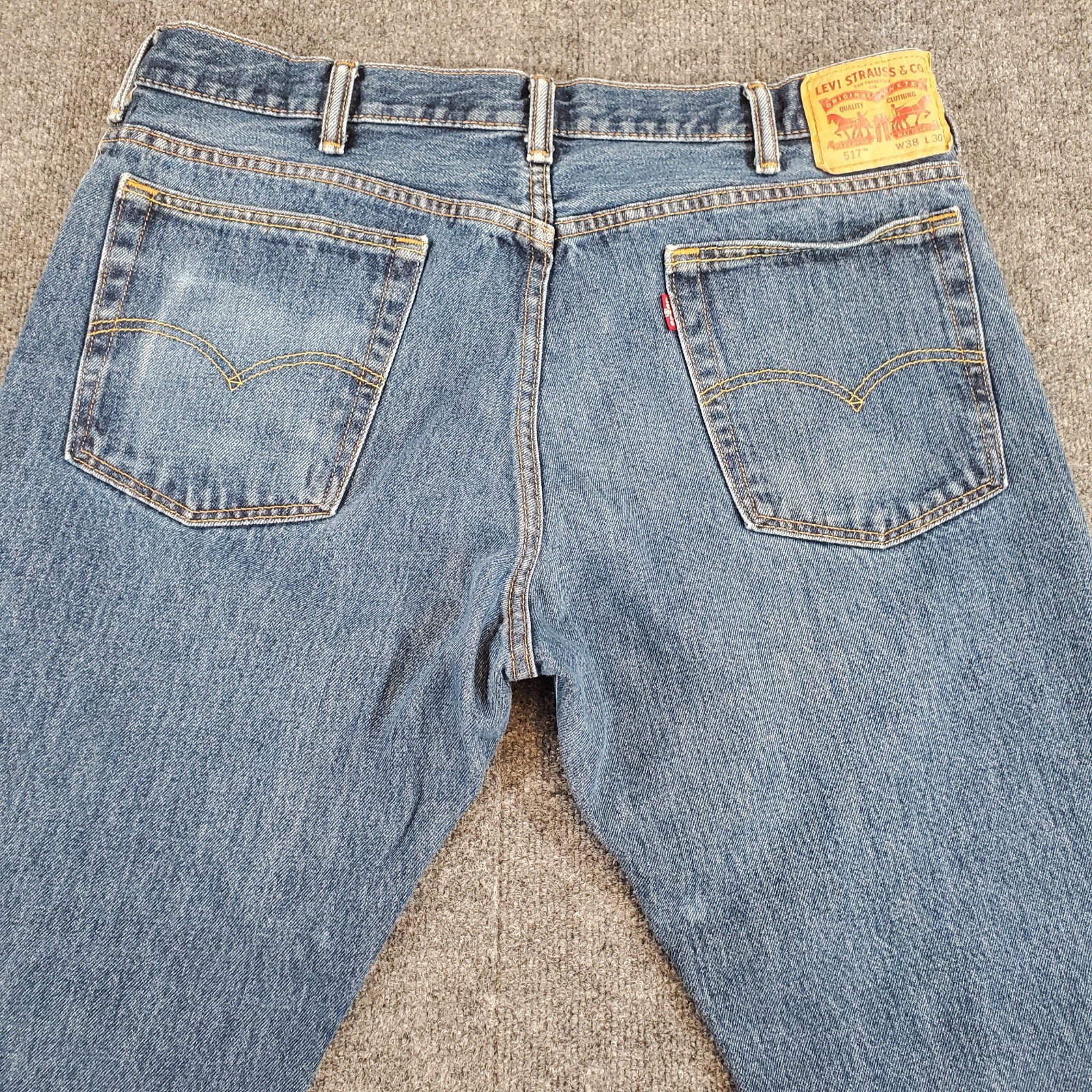 Levis 517 Mens 38×30 Blue Bootcut Denim Jeans Waterless