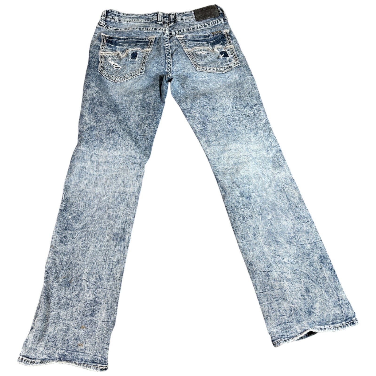 Buckle Salvage Mayhem Straight Jeans Mens 33 Large Blue Regular Fit Distressed