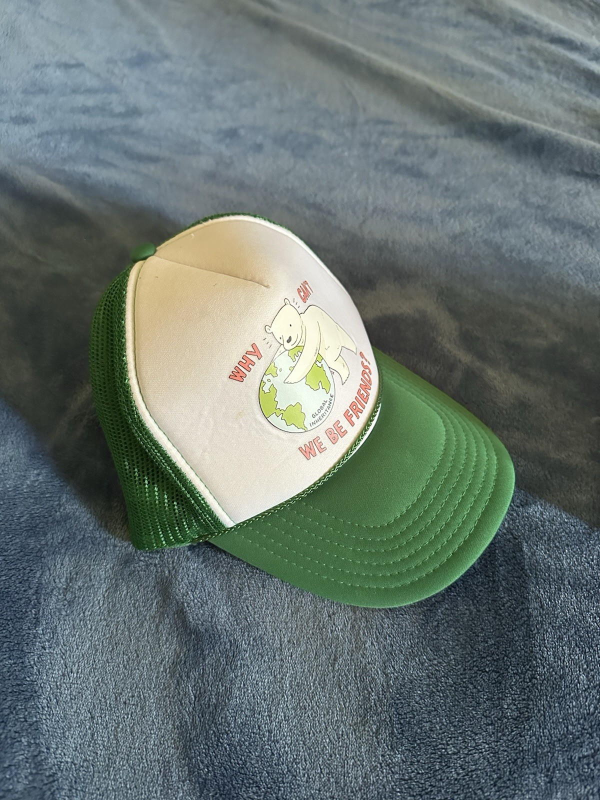 Green/White Trucker Hat with Polar Bear