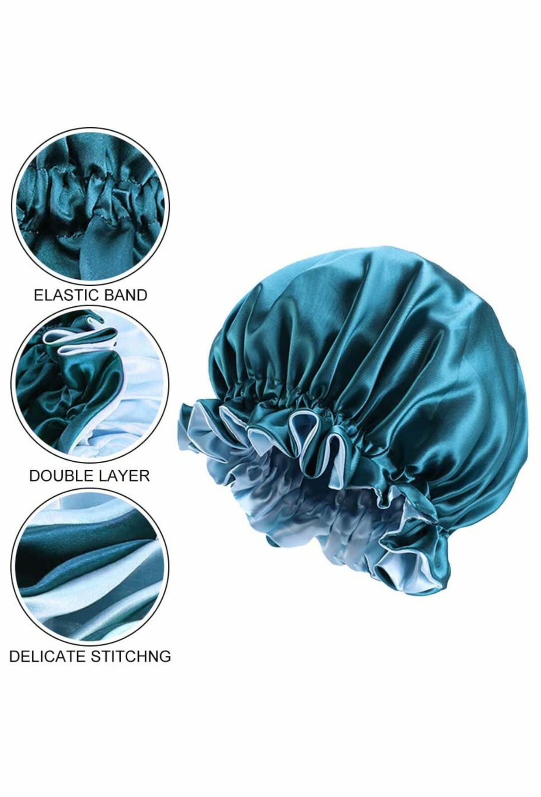 Large Satin bonnet for Curly Hair, Double Layer Reversible Silk Hair Sleep Cap
