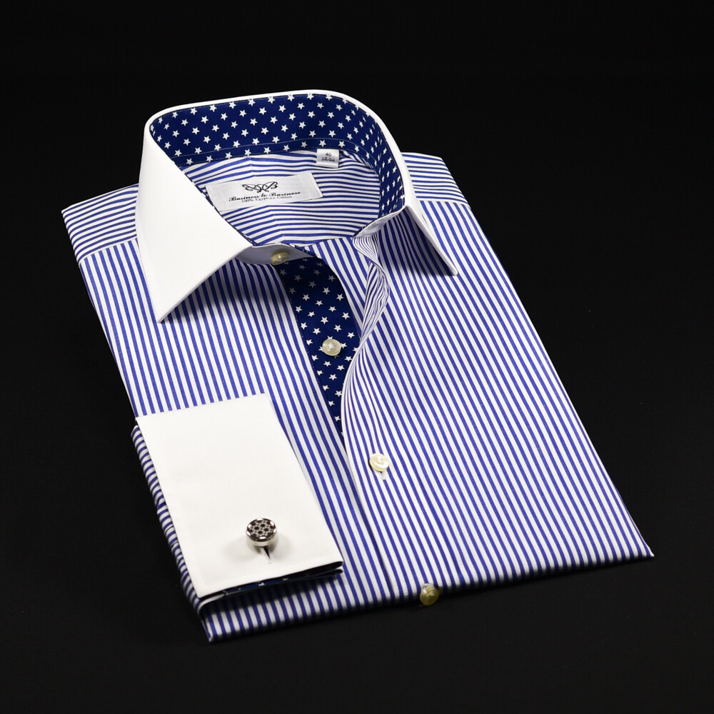 Blue Winchester Stripe Unique Designed Stars Inner Lining Business Shirt Smart