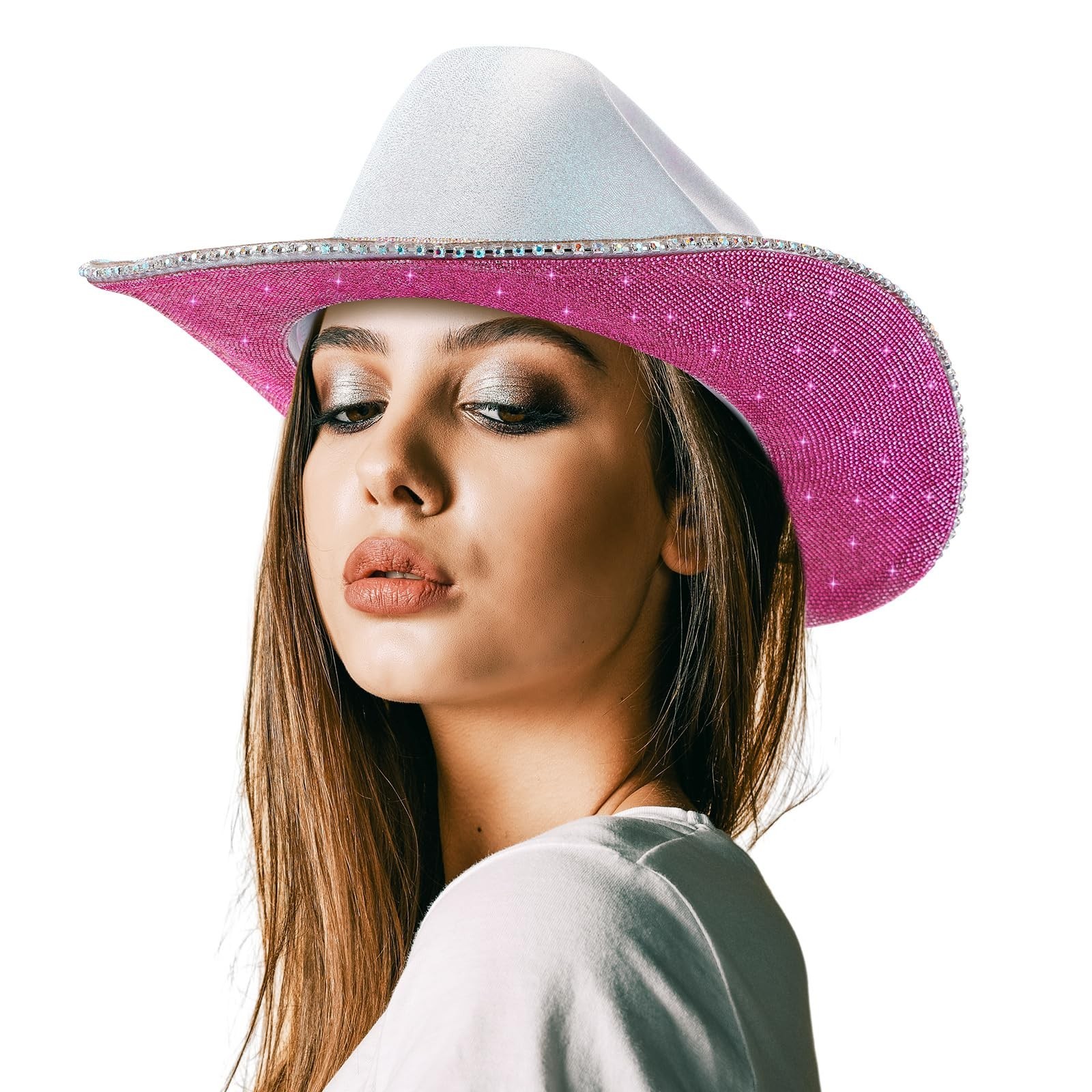 Hercicy Rhinestone Cowboy Hat with Diamond Fringe CowHat for Cosplay Wedding …