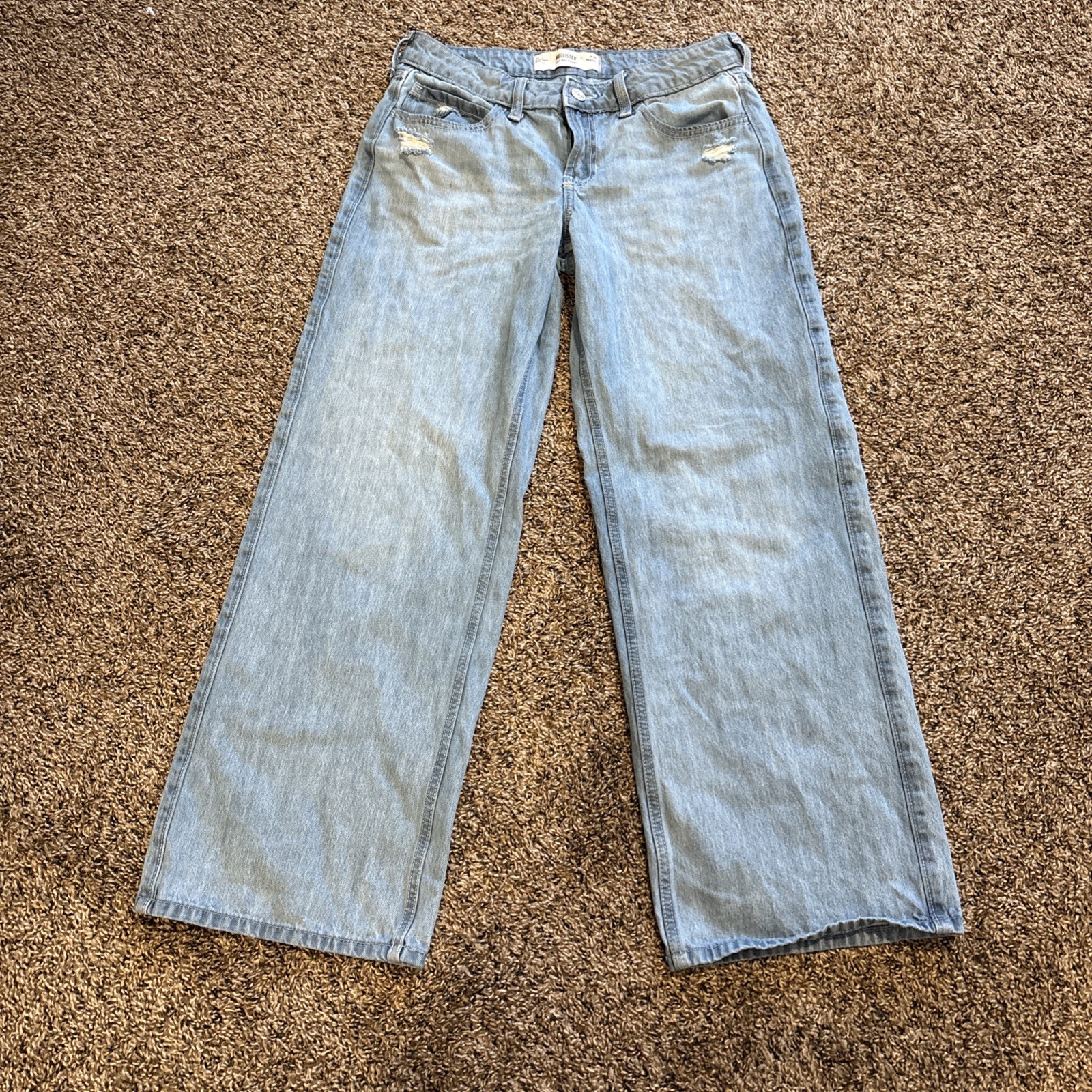 Y2K Hollister Low-Rise Baggy Jeans Women 6R Blue Wide Leg Denim Skater