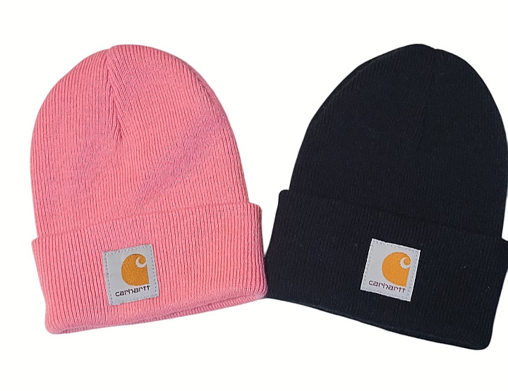 Carhartt Child/Youth 7.75″ x 8.75″/ Acrylic Patch Logo/Beanie Hat/1 Pink/1 Black