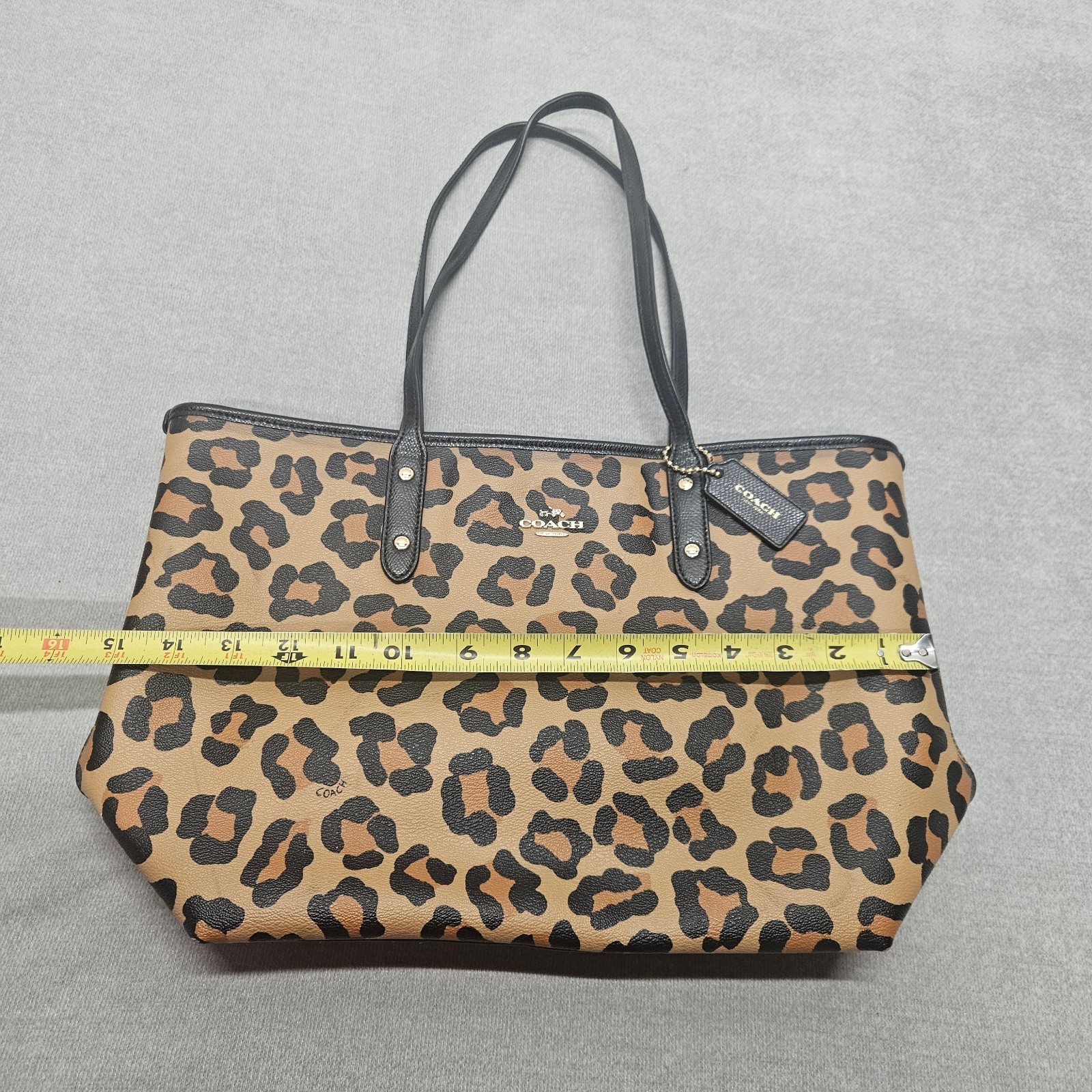 Coach F36883 City Zip Tote Leopard Ocelot Print Coated Canvas Shoulder Bag