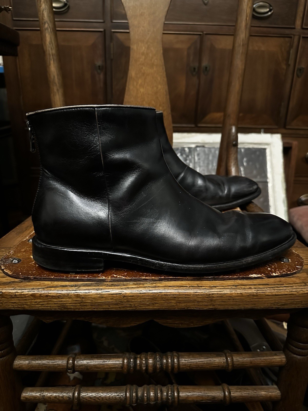 John Varvatos NYC Back Zip Black Leather Chelsea Boot Men’s 9.5 M