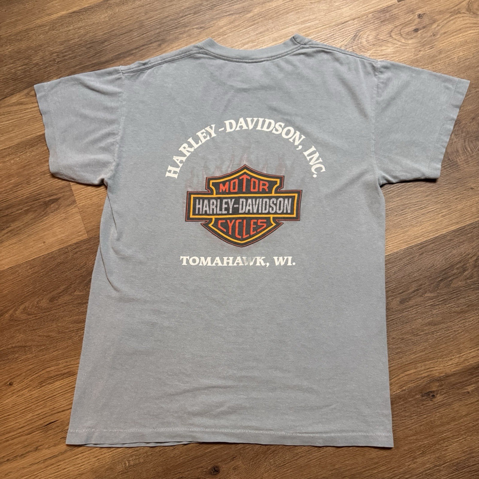 Vintage 1990 Harley-Davidson 3D Emblem T-Shirt Eagle Shield Logo Single Stitch L