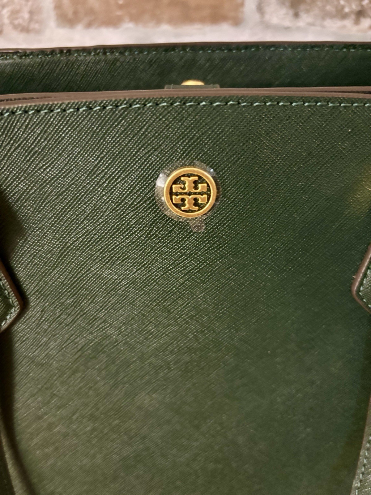 NWT Tory Burch Robinson Saffiano Pine Green Large Handbag W/Dust Bag (nonsmkr)