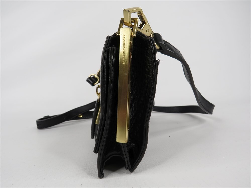 Rebecca Minkoff Black Pebbled Leather Crossbody Bag 6x5x2