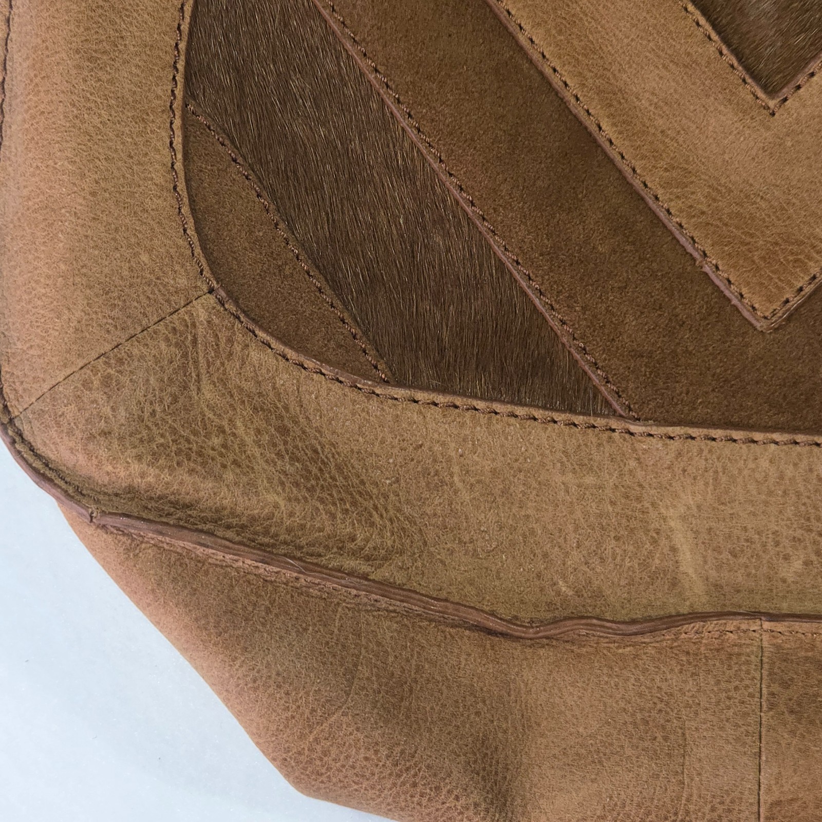 Lucky Brand Gwen Leather Suede Sachel Shoulder Bag Brown Patchwork Calf Hair