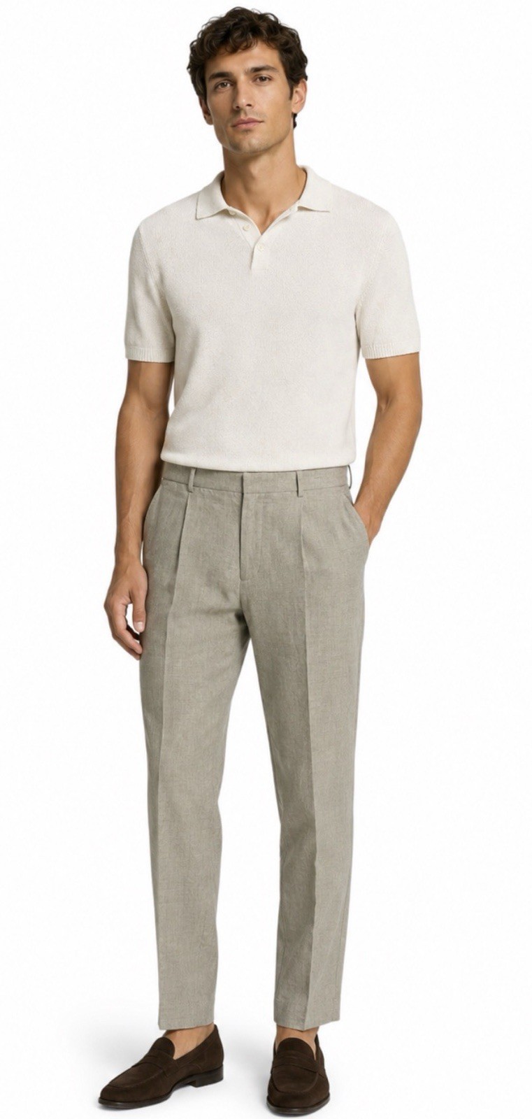 Perry Ellis Portfolio Pants Men’s 40X30 Modern Fit Natural Linen