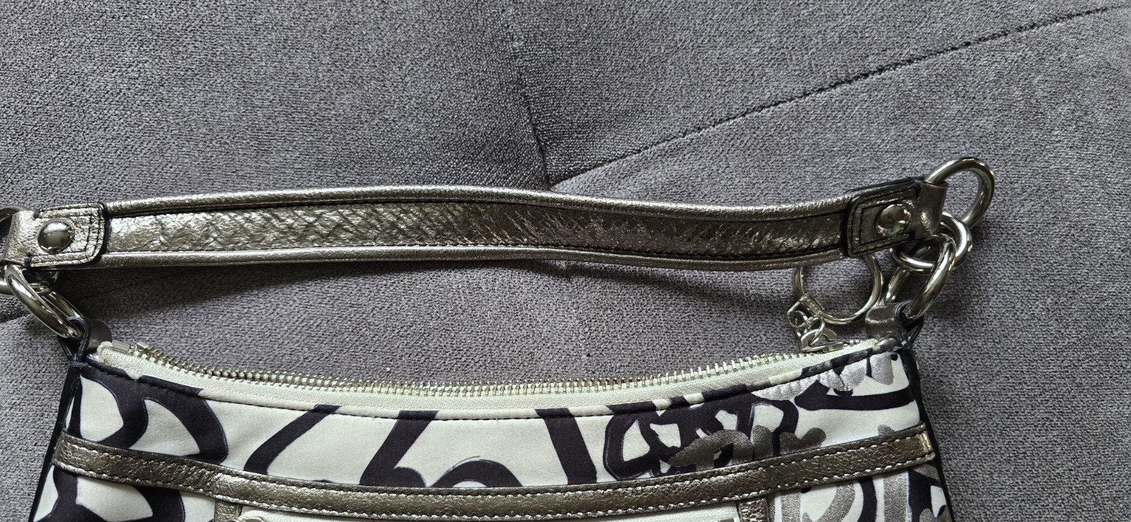 Coach Metallic Graffiti Poppy shoulder bag w/ crossbody Strap