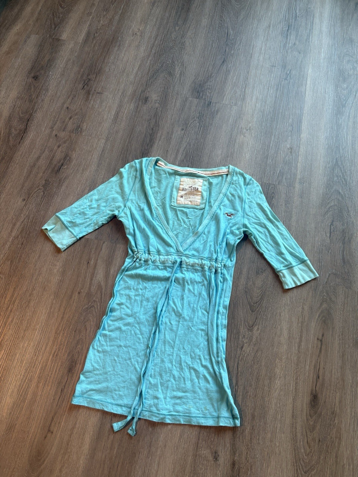 Hollister Y2k Light Blue Short Sleeve with Adjustable Tie Size M Women’s
