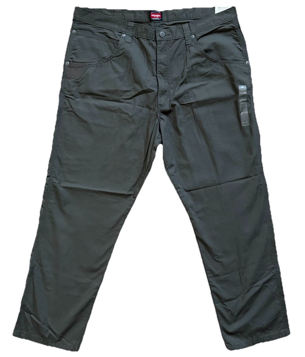 Wrangler Workwear Men’s Green Ripstop Pants 40W Cotton Relaxed Straight Pockets