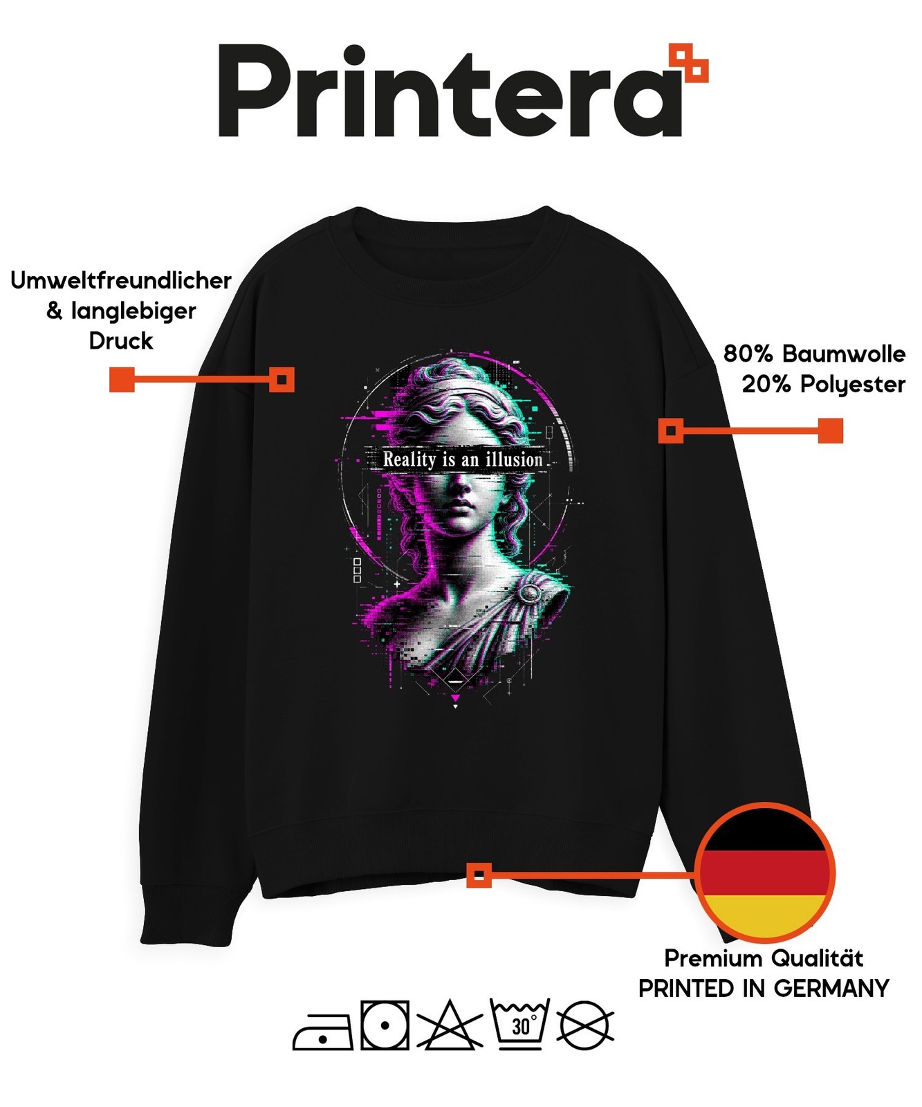 Reality is an illusion Glitch Greek Bust Unisex Sweatshirt Jumper