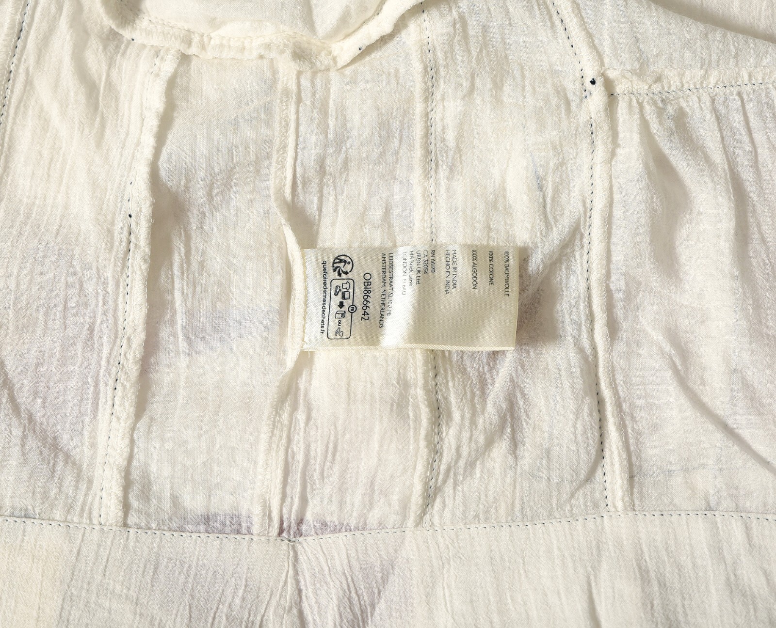 Anthropologie Cap-Sleeve Babydoll Blouse M 8 Sheer White Cotton Crop Top 44597