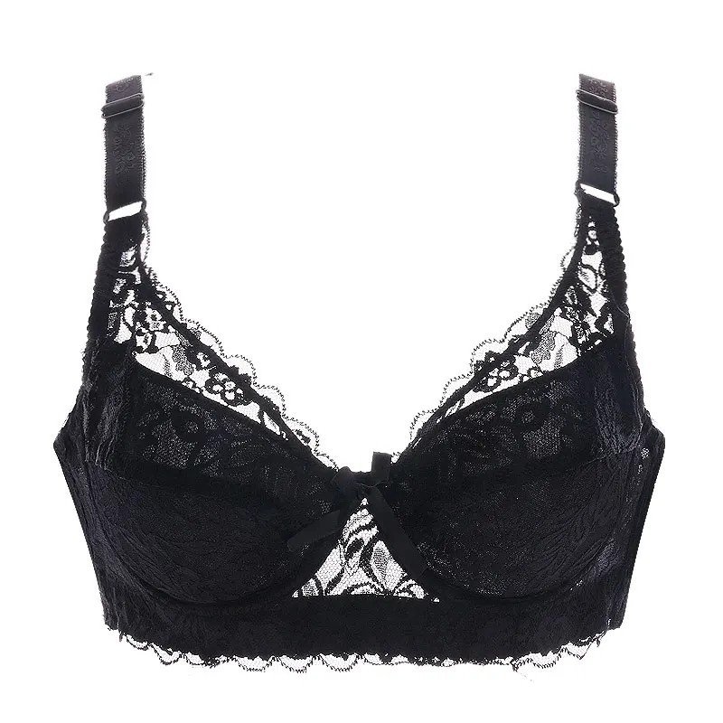 Lace Bra Women Full Cup Adjustable Thin Plus Size Soft Large B C D Cups