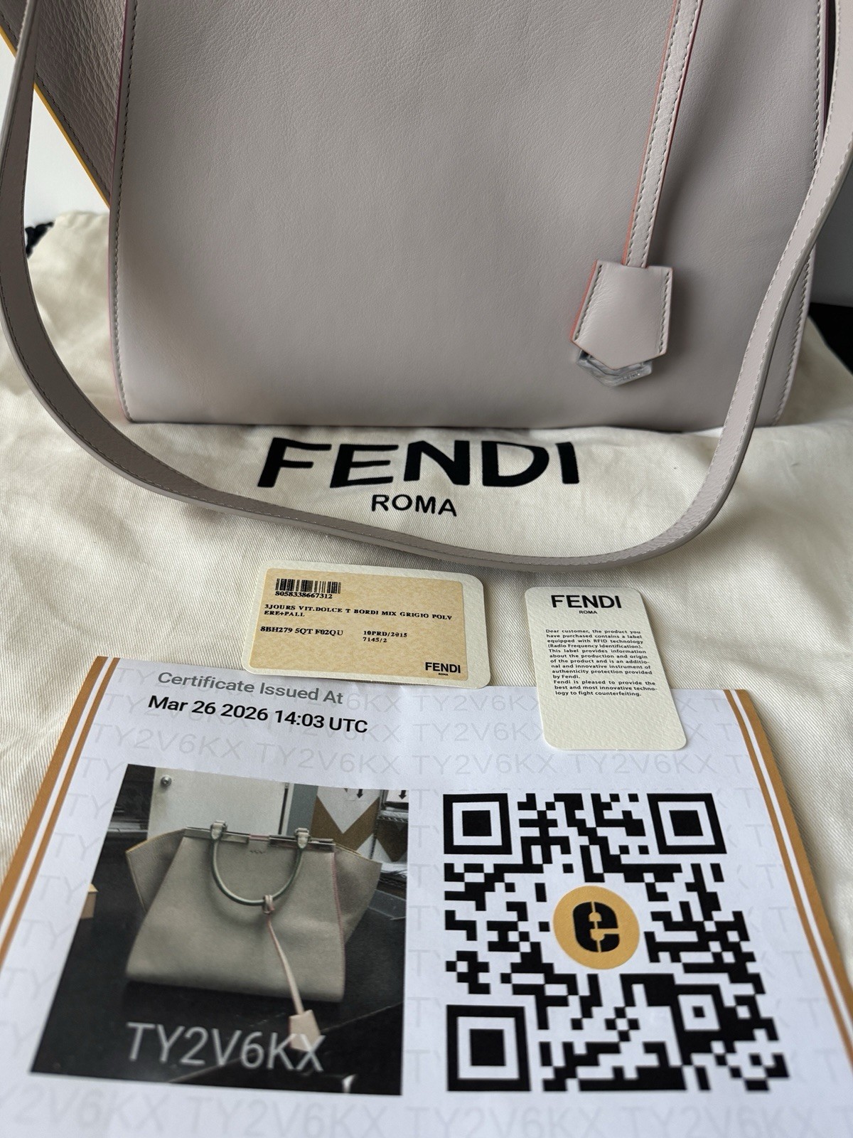 Fendi Vitello Dolce Petite 3Jours Tote Bag – Grigio Grey