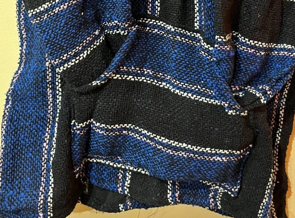 Blue Baja Artesanias VTG Siesta Jerga Mexican Hoody Trippie Hippie sz Medium