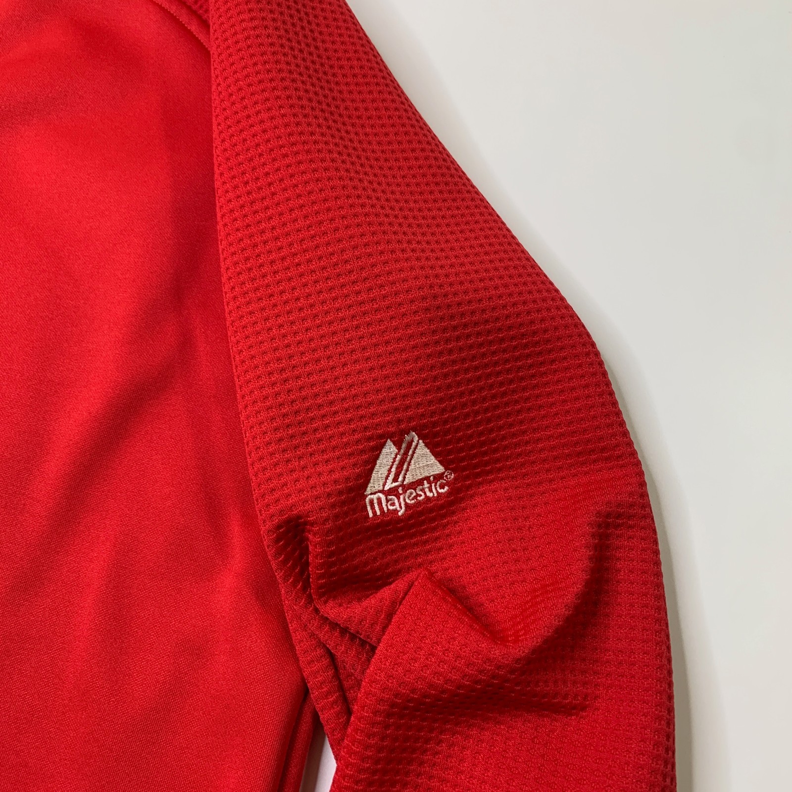 Majestic Sweatshirt Mens Small Red Therma Base Batting Practice Warm Up Pullover