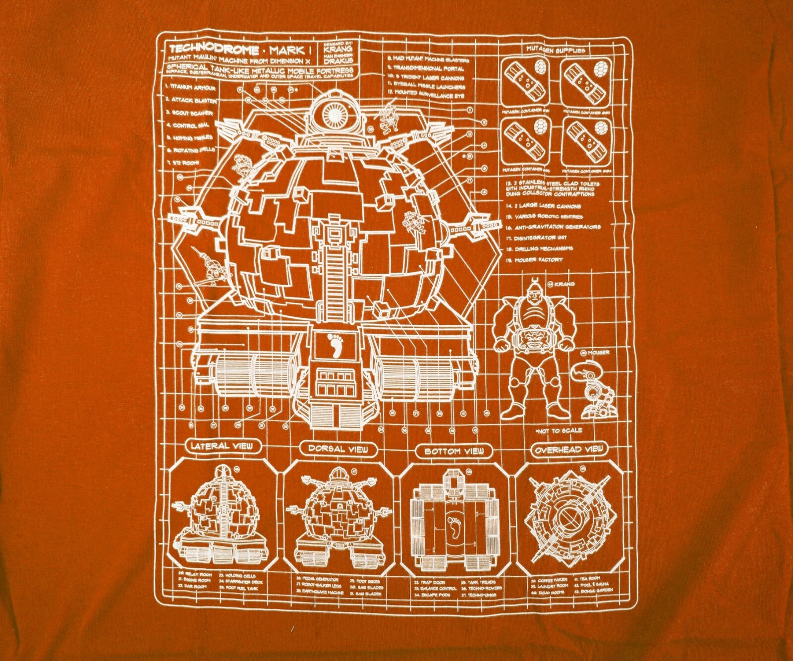 Teenage Mutant Ninja Turtles Technodrome Orange T-Shirt Loot Crate Exclusive NEW