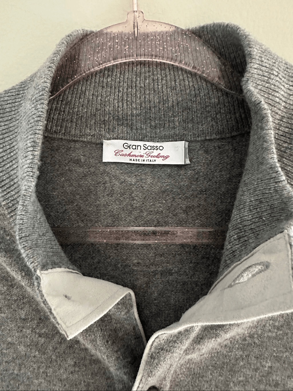 Gran Sasso Men’s Wool Cashmere Cardigan Gray Size 52 (Large) Elbow Patches