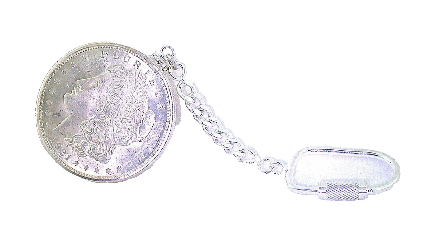 1921 P MORGAN DOLLAR KEYCHAIN PURE .925 STERLING SILVER EBS7168/53024