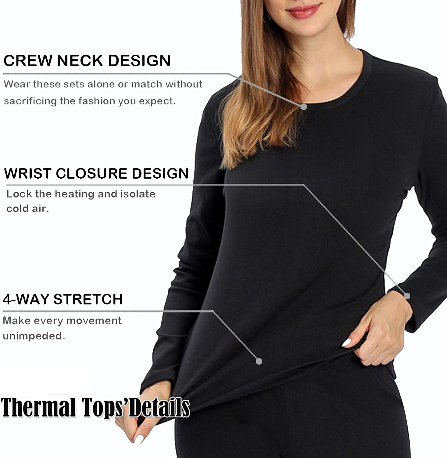 Women Ultra Soft Long Johns Set Thermal Base Layer Top + Bottom Underwear Set