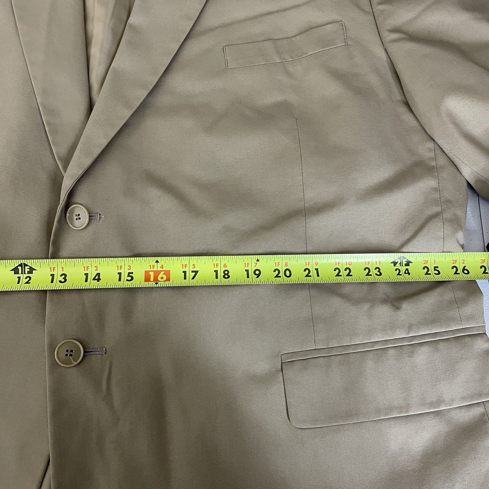 Haspel Blazer Jacket Mens 52R Beige Tan Cream Solid Wool Two Buttons