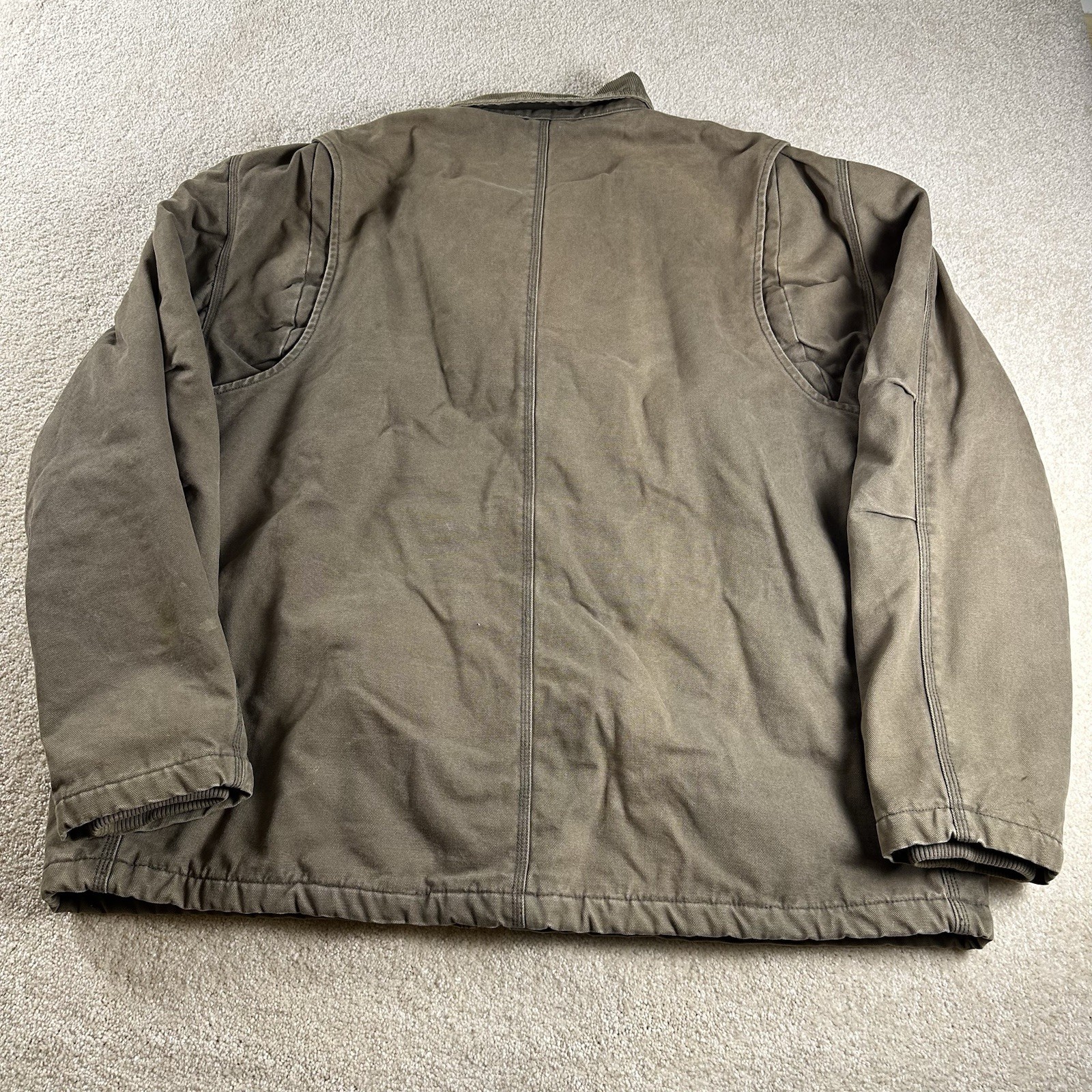 Guide Series Jacket Mens XL Tan Quilted Lined Canvas Coat Heavy Zip Pockets Vtg