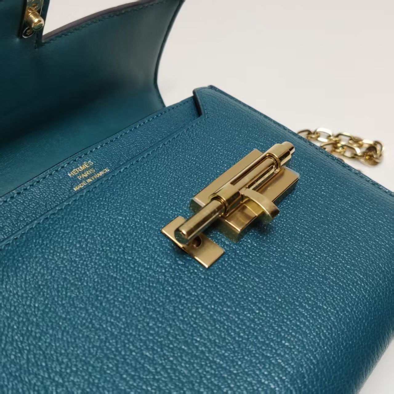 Hermes Verrou Mini 17 Chevre Mysore Vert Bosphore W0 Green GoldHardware GHW Auth