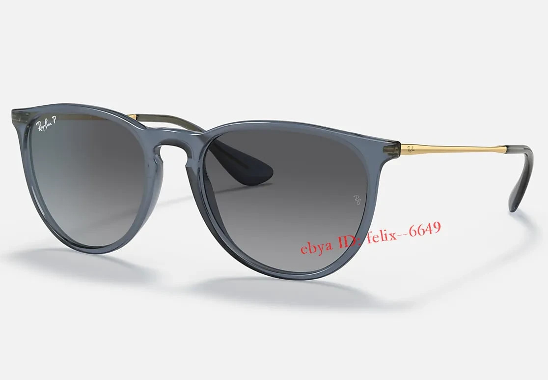 *New* Ray-Ban Erika RB4171 6592/T3 Polarized Sunglasses Blue Frame Grey UV Lens