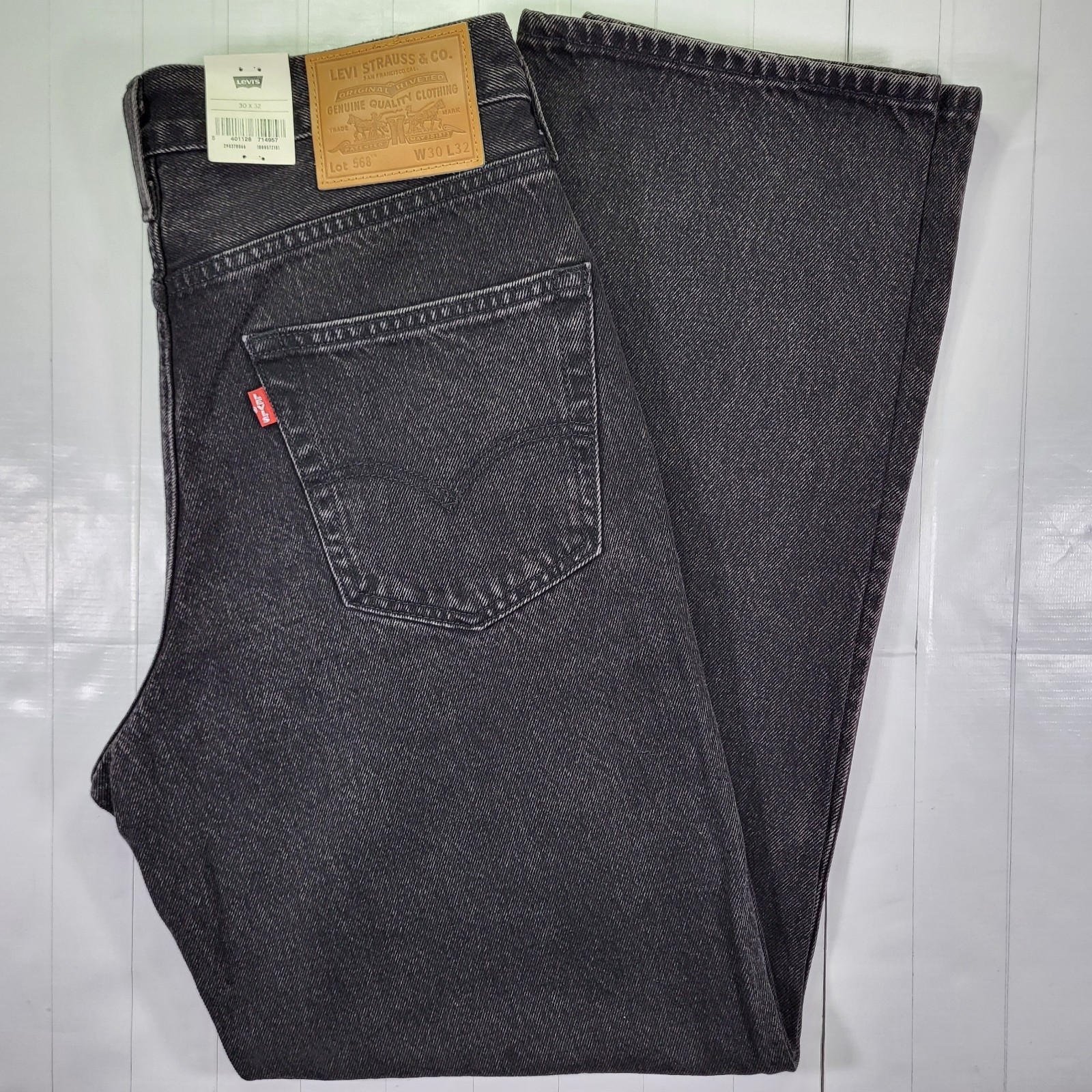 Levis Premium 568 Black Jeans 30×32 Men’s Loose Straight 0 Cotton Nwt